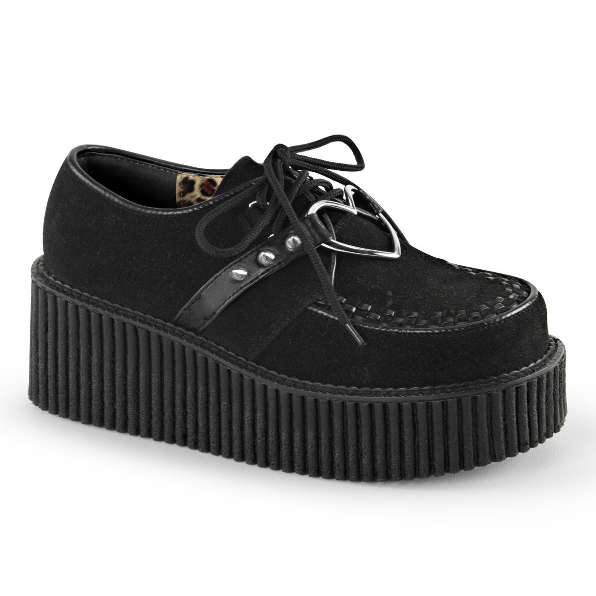 Demonia Creeper-206 Vegan Velúr-Vegan Bőr Női Creeper Cipő Fekete | KQDO-Ⅰ