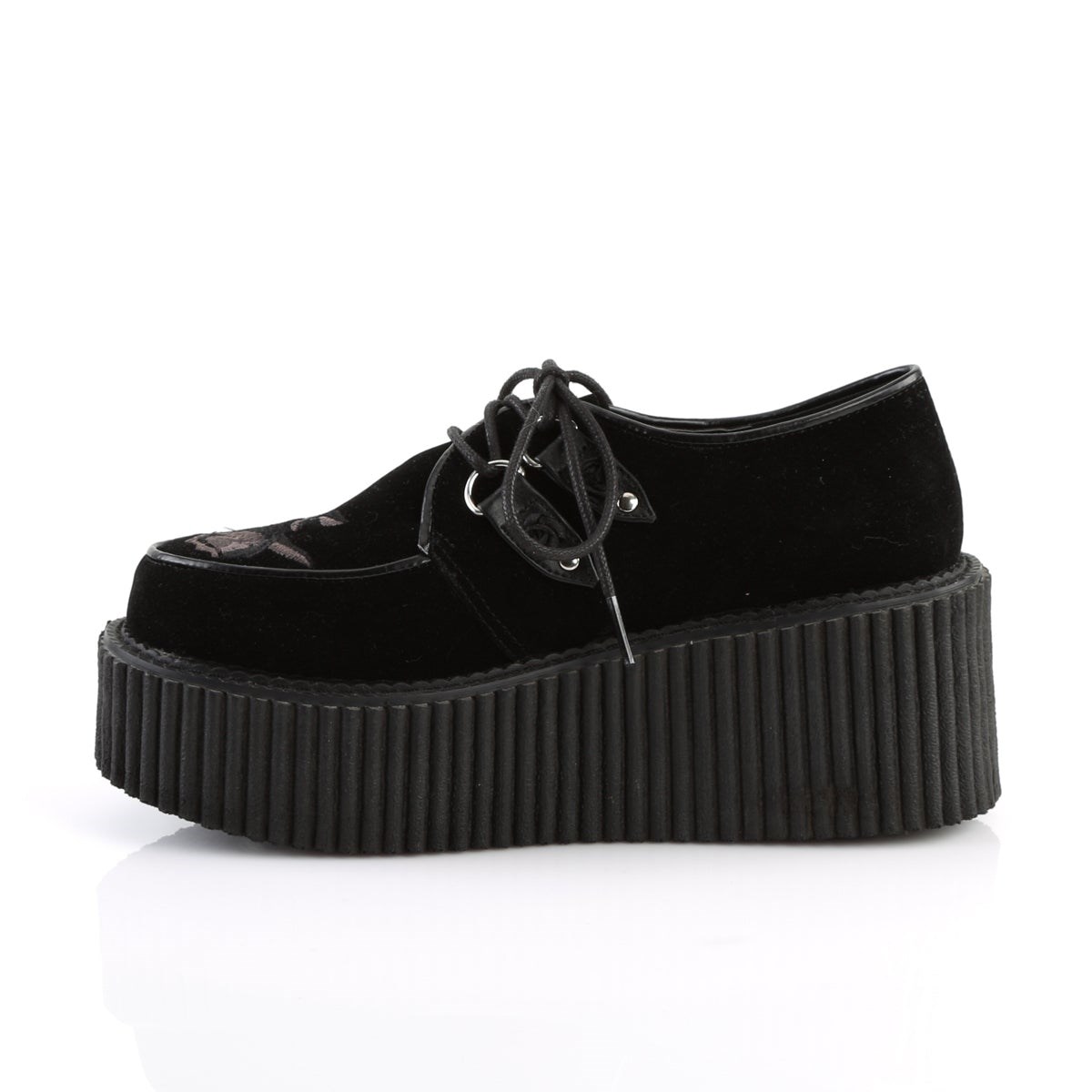 Demonia Creeper-219 Velvet Női Creeper Cipő Fekete | SOCF-Ⅶ