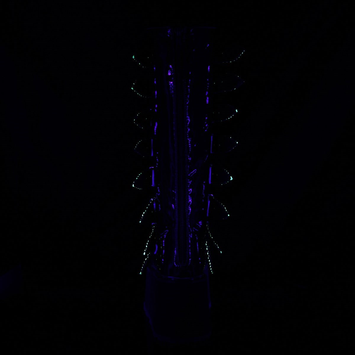 Demonia Damned-318 Hologram Vegan Bőr Női Térdig Érő Csizma Zöld | RQHN-Ⅲ