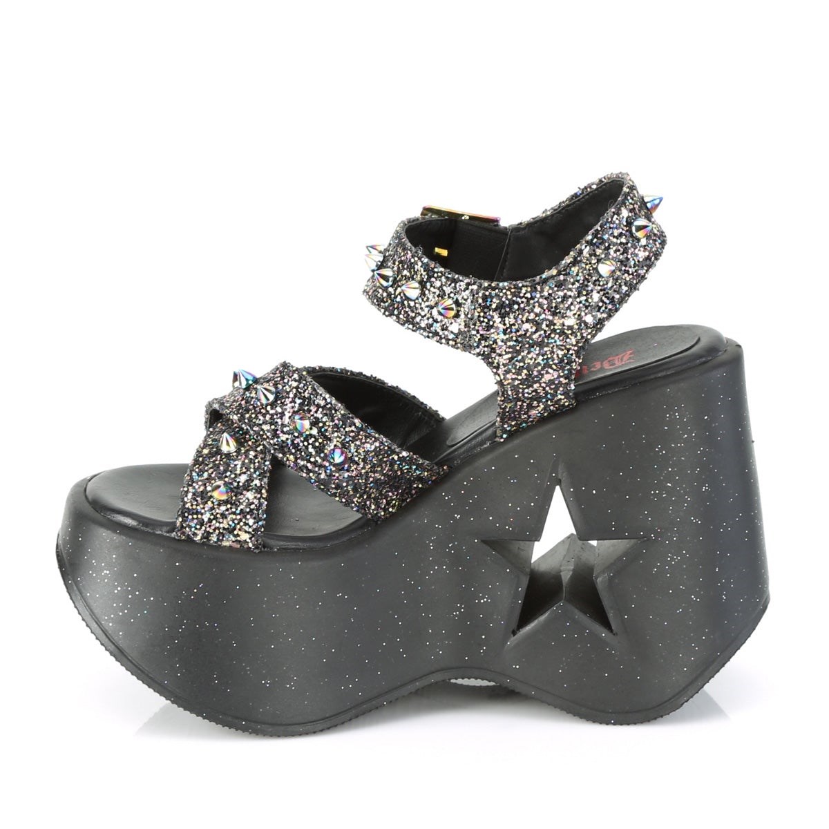 Demonia Dynamite-02 Glitter Női Platform Szandál Fekete | LJNE-Ⅲ
