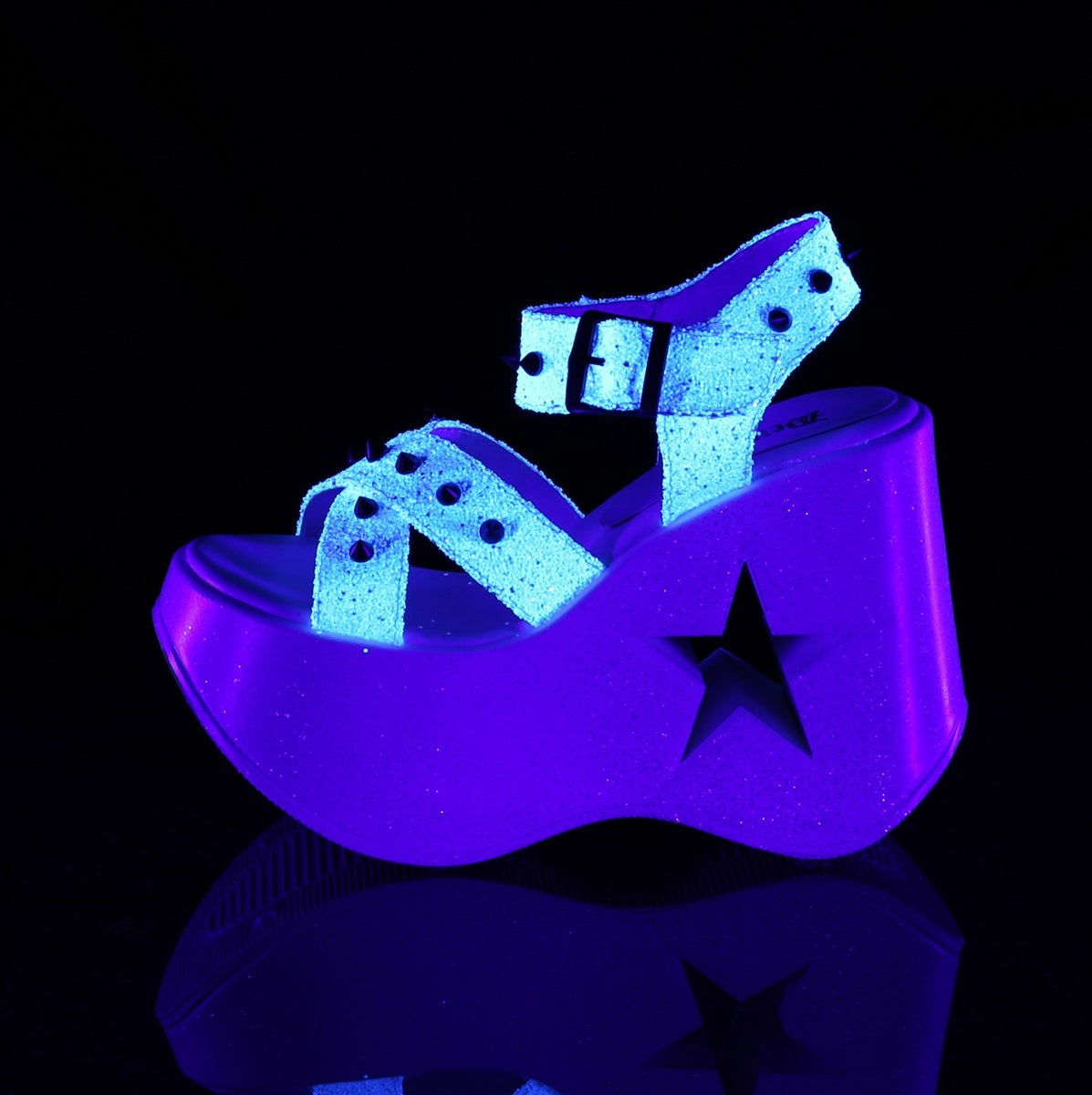 Demonia Dynamite-02 Glitter Női Platform Szandál Fehér | XOER-Ⅻ