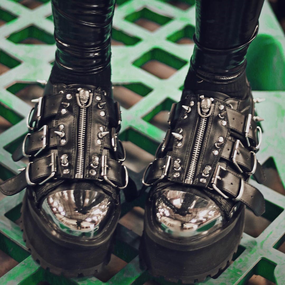 Demonia Gravedigger-03 Vegan Bőr Női Platform Cipő Fekete | VIQH-Ⅳ
