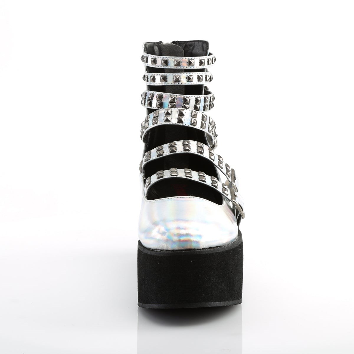Demonia Grip-31 Hologram Vegan Bőr Női Platform Cipő Titán | NQYG-Ⅵ