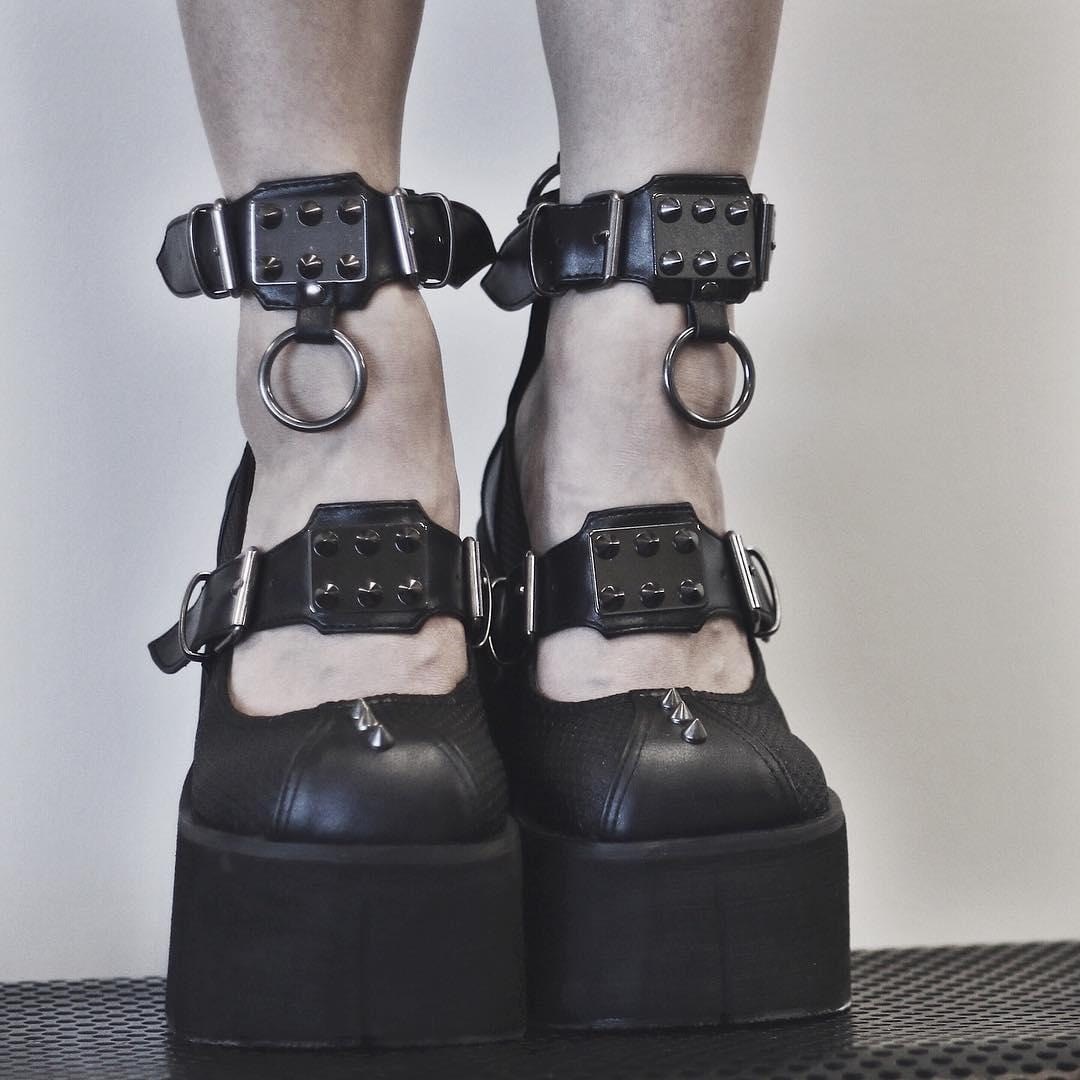 Demonia Kera-12 Vegan Bőr Női Mary Jane Cipő Fekete | QYIZ-Ⅴ