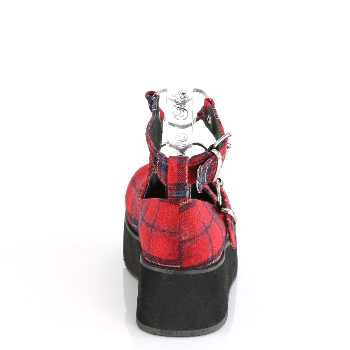 Demonia Sprite-02 Plaid Fabric Női Mary Jane Cipő Piros | TWBX-Ⅶ