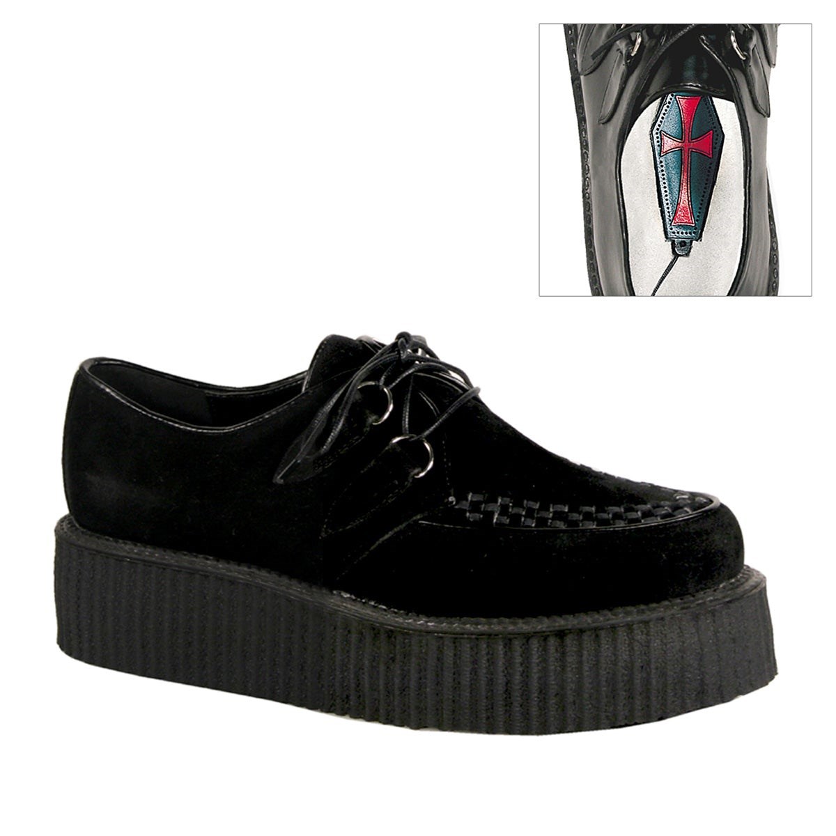 Demonia V-CREEPER-502S Vegan Velúr Férfi Creeper Cipő Fekete | USNW-Ⅰ