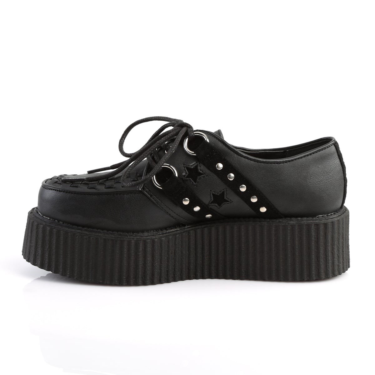Demonia V-CREEPER-538 Vegan Bőr-Velúr Férfi Creeper Cipő Fekete | BSJU-Ⅴ