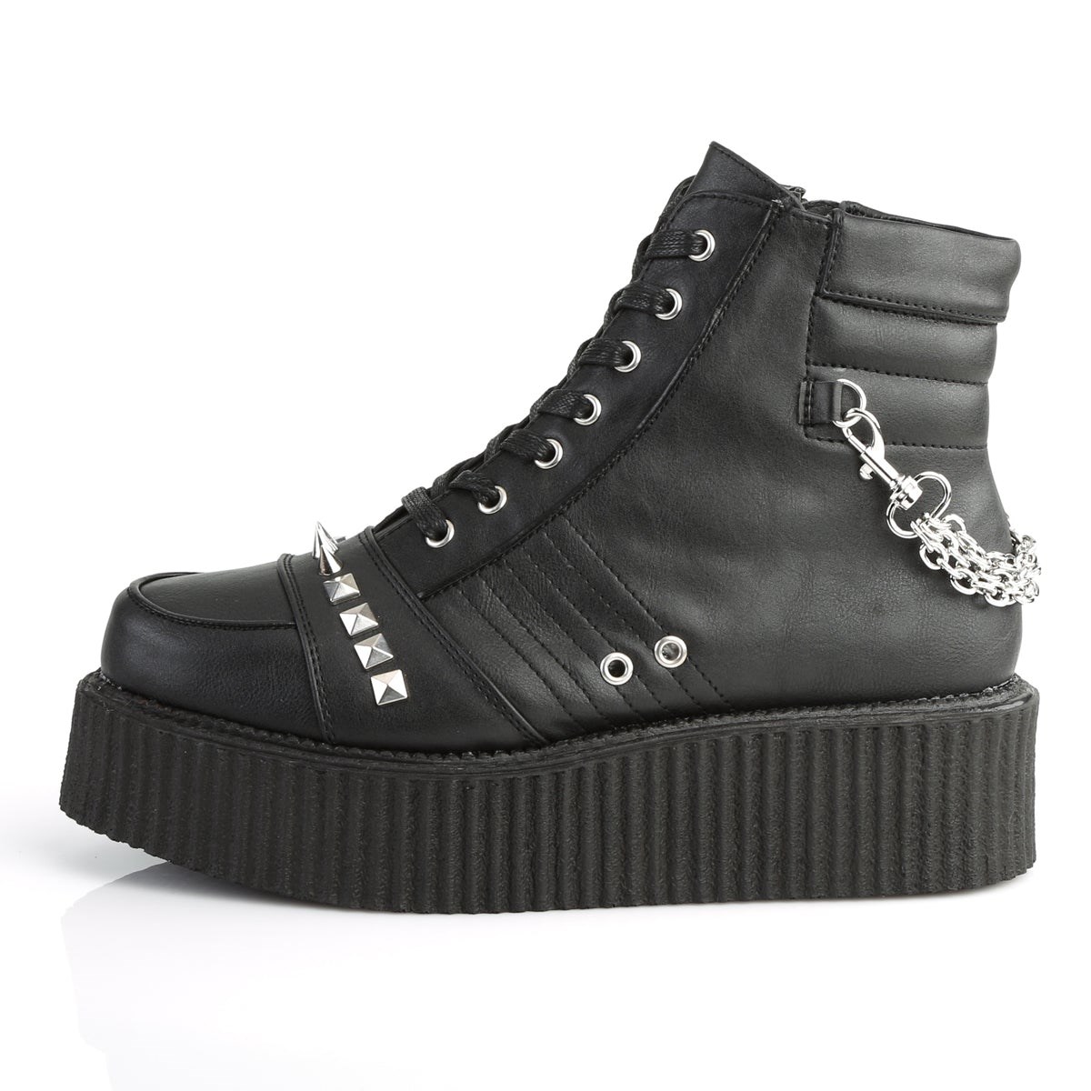 Demonia V-CREEPER-565 Vegan Bőr Férfi Creeper Cipő Fekete | GUVO-Ⅶ